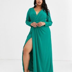 TFNC ASOS Plus Bridesmaid twist knot wrap maxi